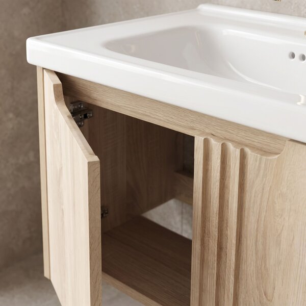 Dulap baie cu lavoar Rea Rivo DB86-60L-3 Light 60cm