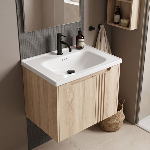 Dulap baie cu lavoar Rea Rivo DB86-60L-3 Light 60cm