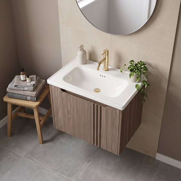 Dulap baie cu lavoar Rea Rivo DB86-60L-1 Dark 60cm
