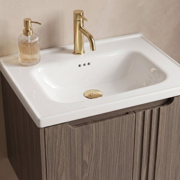 Dulap baie cu lavoar Rea Rivo DB86-60L-1 Dark 60cm