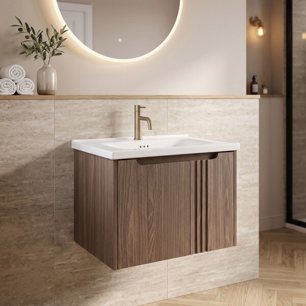 Dulap baie cu lavoar Rea Rivo DB86-60L-1 Dark 60cm