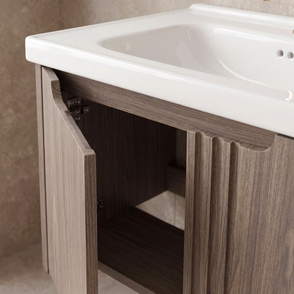 Dulap baie cu lavoar Rea Rivo DB86-60L-1 Dark 60cm