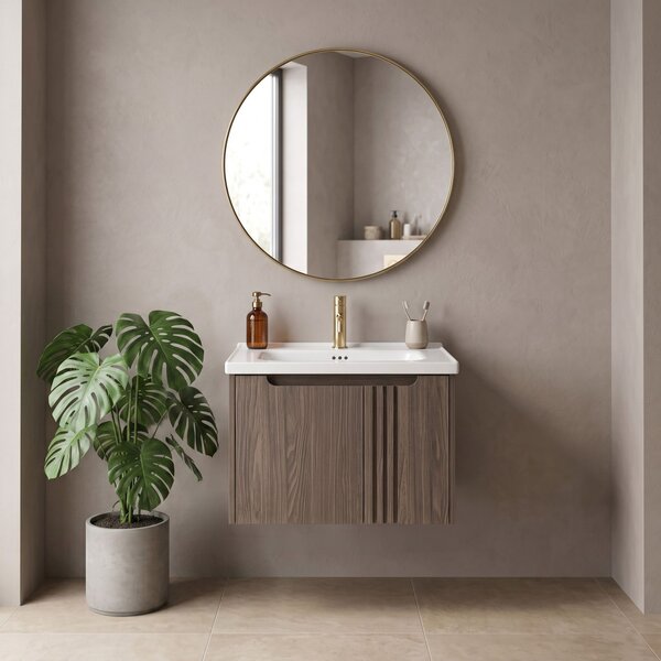 Dulap baie cu lavoar Rea Rivo DB86-60L-1 Dark 60cm