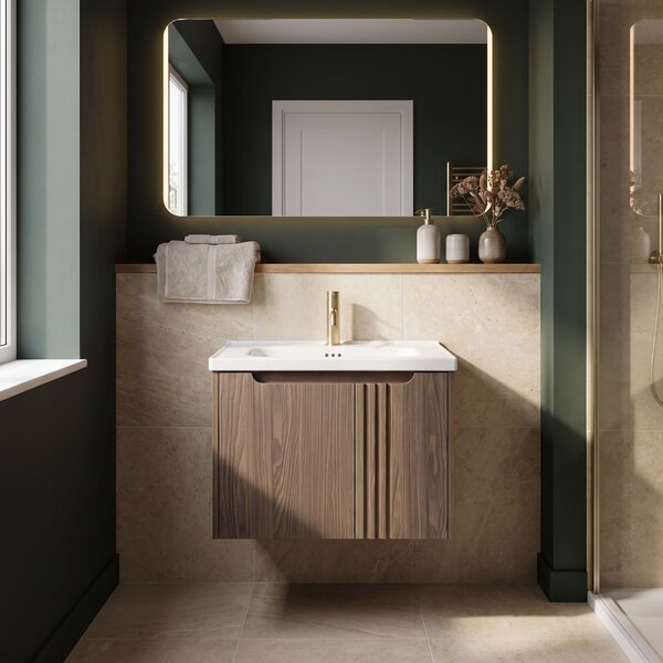 Dulap baie cu lavoar Rea Rivo DB86-60L-1 Dark 60cm