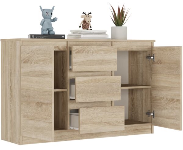 Comoda R-120-S3 cu 3 sertare și o ușă – diverse opțiuni de culoare artisan mix alb