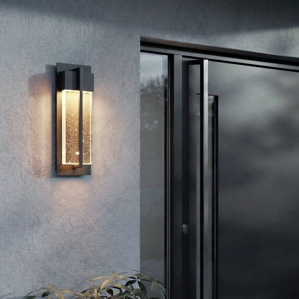 Lucande Lampa de perete pentru exterior cu LED Velune, antracit/transparent, 35, Negru, Aluminiu, Modern