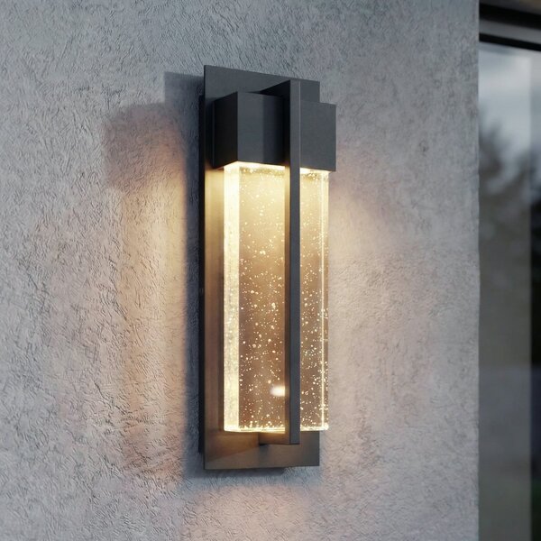 Lucande Lampa de perete pentru exterior cu LED Velune, antracit/transparent, 35, Negru, Aluminiu, Modern