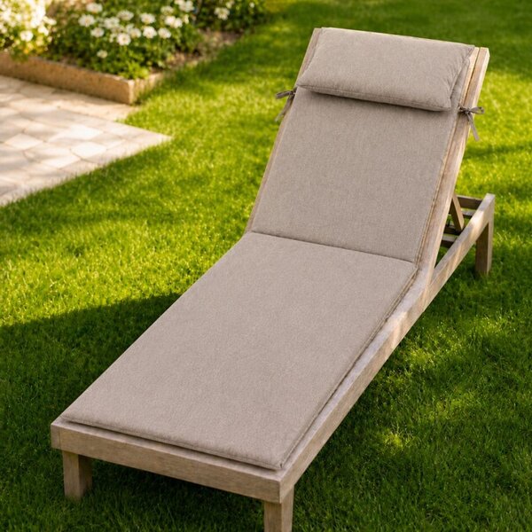 Saltea sezlong gradina pliabila 60x190 cm, cu perna reglabila si husa detasabila, Cappuccino