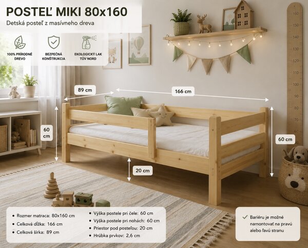 JAKS Pat pentru copii 80 x 160 cm pin Miki