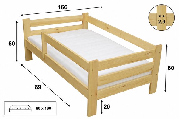 JAKS Pat pentru copii 80 x 160 cm pin Miki
