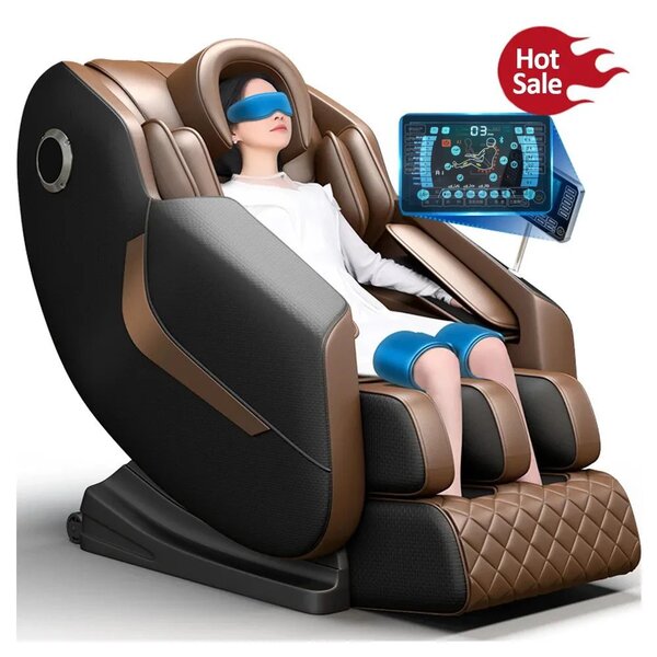Fotoliu de Masaj GAIUS ULTRA PREMIUM – Tehnologie, Relaxare și Eleganță - AI Voice, Incalzire, Zero Gravity, difuzoare Bluetooth, Maro