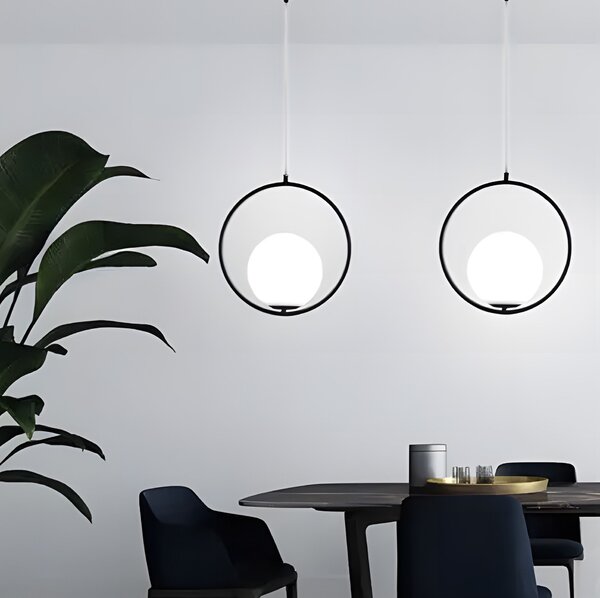 Lampă de tavan suspendata din sticlă aurie alba G110-1W BLACK WHITE