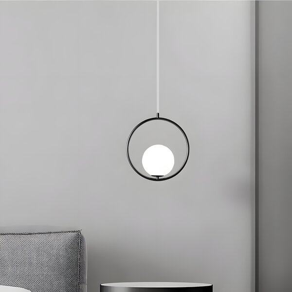 Lampă de tavan suspendata din sticlă aurie alba G110-1W BLACK WHITE