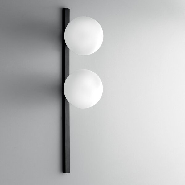 Luce Ambiente Design Aplică de perete Enoire, înălțime 60 cm, negru, metal/sticlă, cu 2 becuri, reglabil, Negru, Camera de zi / sufragerie, Metal, Modern