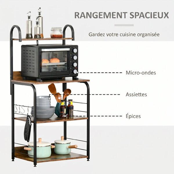 HOMCOM Dulap cu Rafturi pentru Bucătărie, Etajeră Spațioasă 60x40x125 cm, Design Modern, Soluție Depozitare Eficientă | Aosom Romania