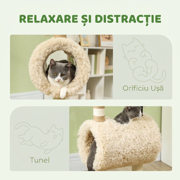 PawHut Stâlp de Zgâriat pentru Pisici în Formă de Oaie cu Nas Negru, Maro Deschis | Aosom Romania