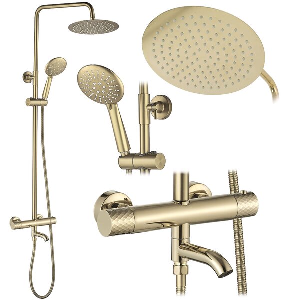 Coloana de dus cu termostat Lungo Diamond Gold