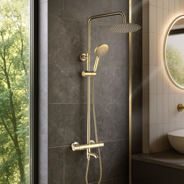 Coloana de dus cu termostat Lungo Diamond Gold