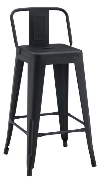 Scaun Bar Cu Spatar Upser Metalic Negru Mat