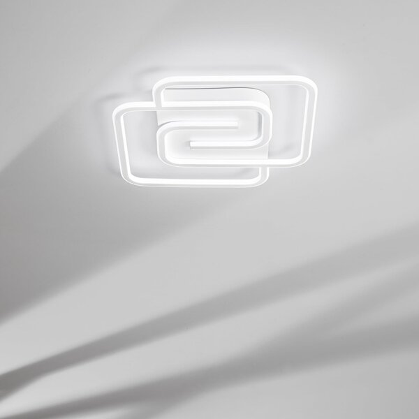 Luce Ambiente Design Aplică de perete cu LED Cayman Quadrata, albă, lățime 49 cm, metal, CCT, Alb, Camera de zi / sufragerie, Metal, Modern