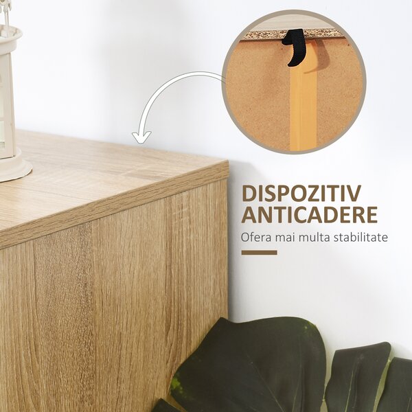 HOMCOM Comodă Modernă Stil Industrial, Lemn și Metal, Design Elegant, Natural și Negru | Aosom Romania