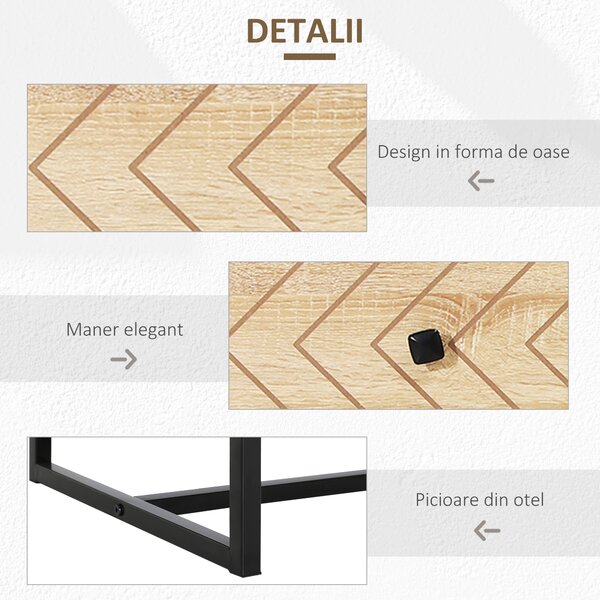 HOMCOM Comodă Modernă Stil Industrial, Lemn și Metal, Design Elegant, Natural și Negru | Aosom Romania