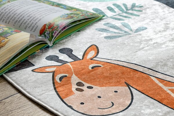 BAMBINO 61570 cerc covor lavabil Animale, Africa pentru copii anti-alunecare - cremă / verde