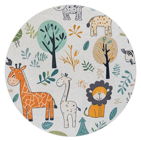 BAMBINO 61570 cerc covor lavabil Animale, Africa pentru copii anti-alunecare - cremă / verde