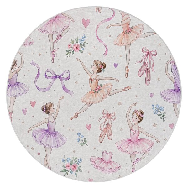 BAMBINO 61600 cerc covor lavabil Balerina, pentru copii anti-alunecare - cremă / roz