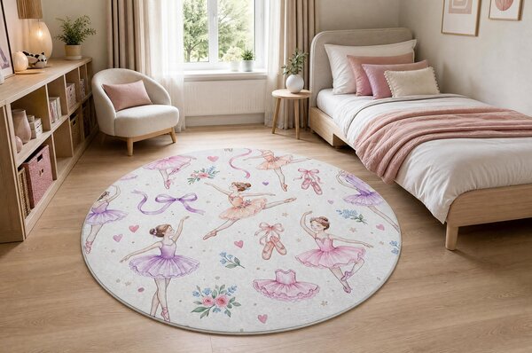 BAMBINO 61600 cerc covor lavabil Balerina, pentru copii anti-alunecare - cremă / roz