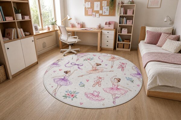 BAMBINO 61600 cerc covor lavabil Balerina, pentru copii anti-alunecare - cremă / roz