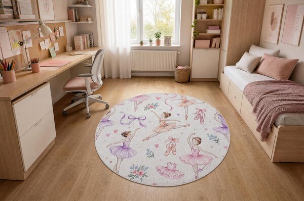 BAMBINO 61600 cerc covor lavabil Balerina, pentru copii anti-alunecare - cremă / roz