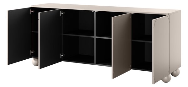 Comodă Sonatia II 200 cm cu patru uși - casmir / picioare sferice