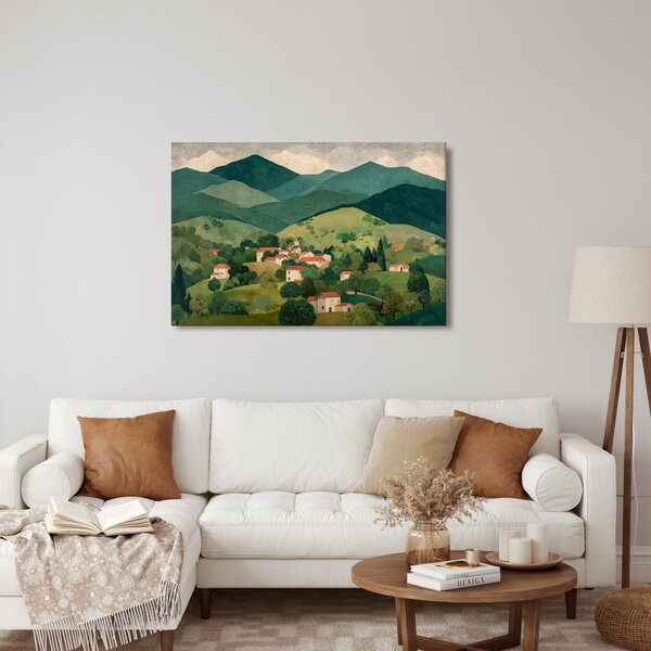 Tablou peisaj rural în vale