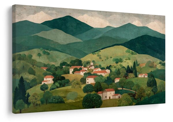 Tablou peisaj rural în vale