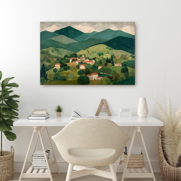 Tablou peisaj rural în vale