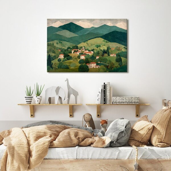 Tablou peisaj rural în vale