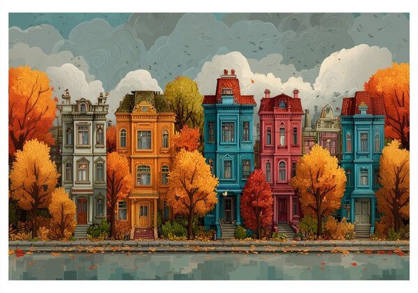 Tablou fațade colorate de toamnă