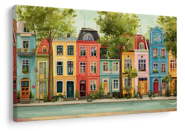 Tablou case colorate cu alee