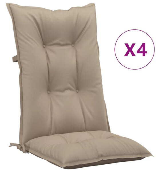 Perne scaun cu spătar înalt 4 buc. gri taupe 120x50x7 cm textil
