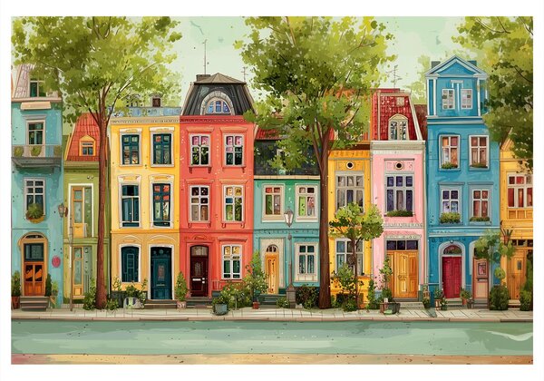 Tablou case colorate cu alee