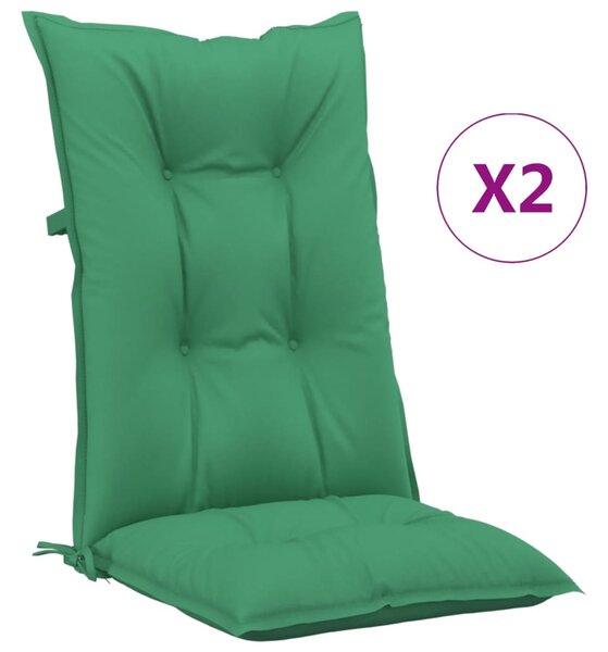 Perne scaun cu spătar înalt, 2 buc., verde, 120x50x7 cm, textil