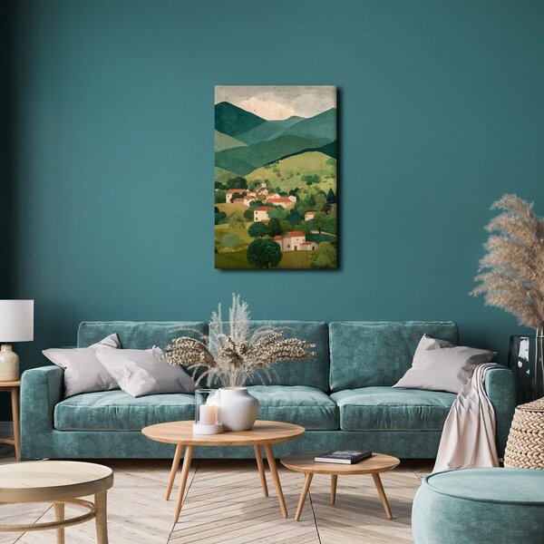 Tablou panorama montană cu sat