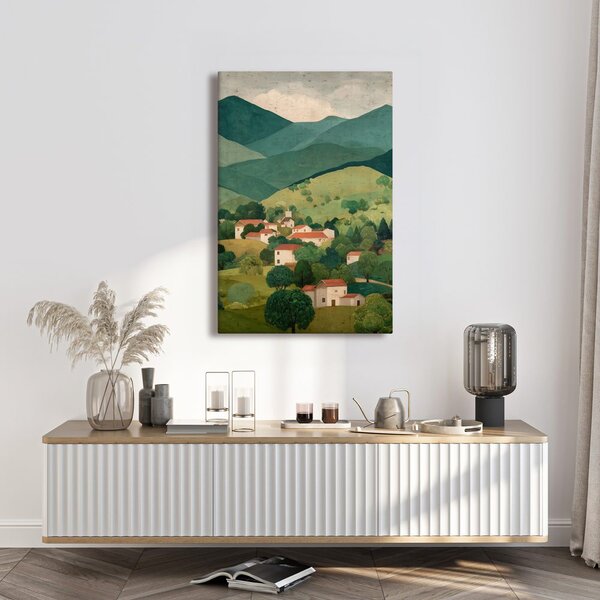 Tablou panorama montană cu sat