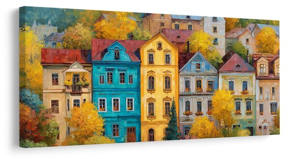 Tablou case colorate în toamnă