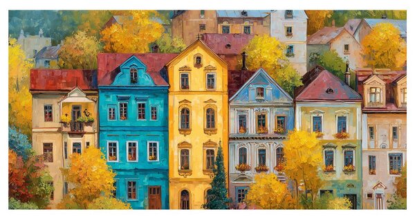 Tablou case colorate în toamnă