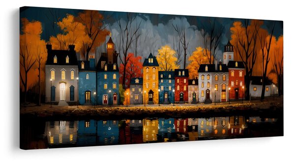 Tablou case luminate de Crăciun
