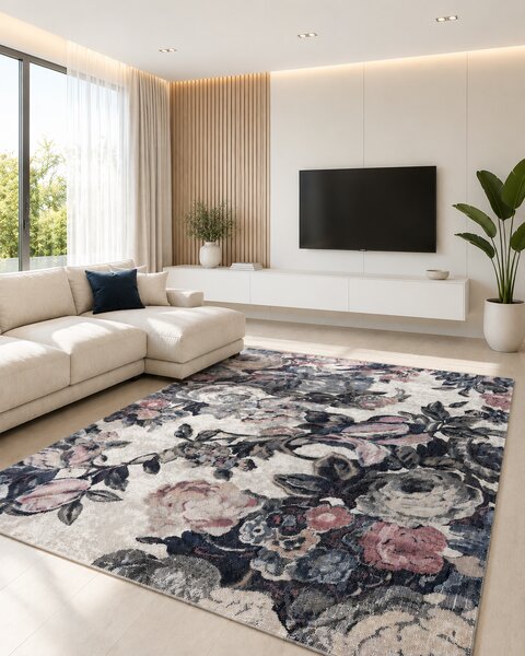 Covor Sufragerie Dormitor, Model Anny 33011 085, Model Floral, Multicolor 78x150