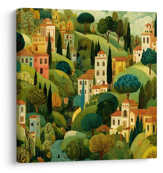 Tablou case de sat printre copaci