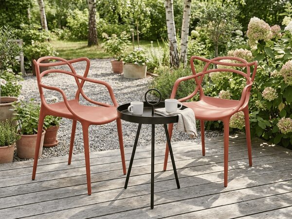 Set de gradina KATO SIRVON - 2 scaune si masuta rotunda, neagra/teracota